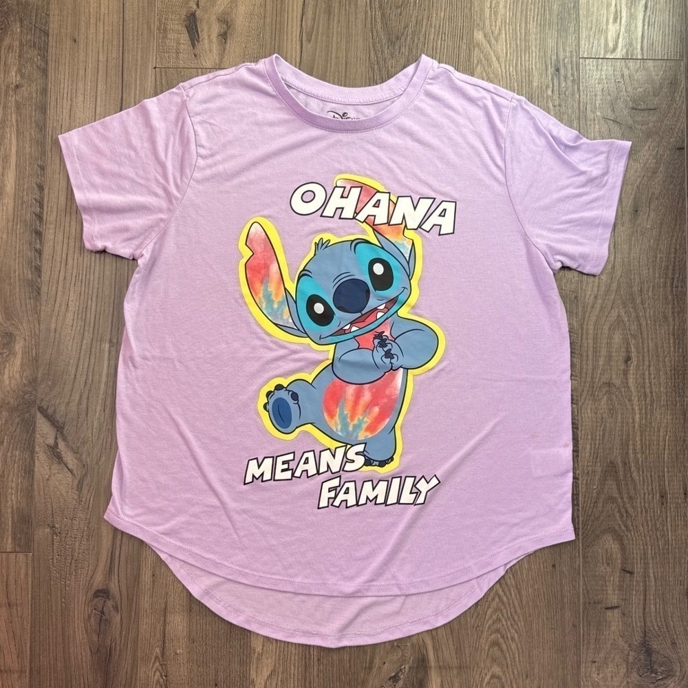 Disney Stitch Ohana Means Family Graphic Tee Lilac Purple 3XL Plus Size